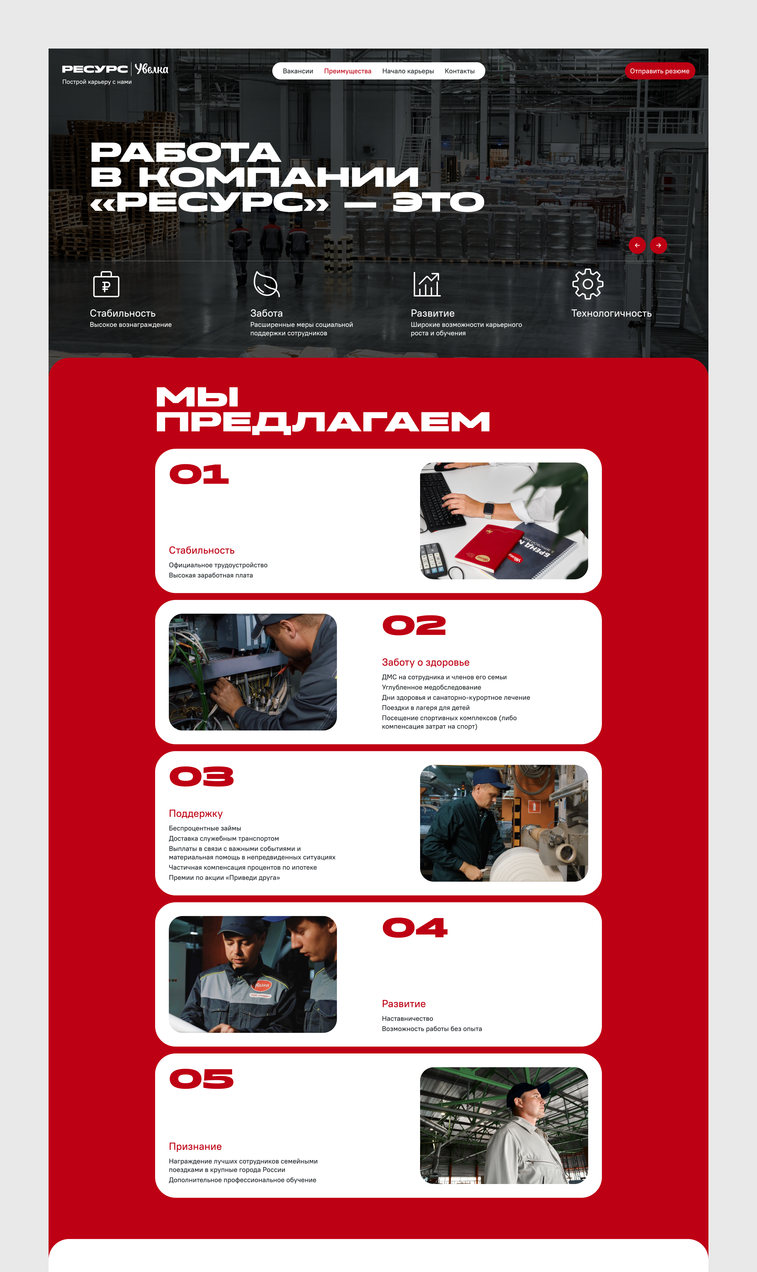 HR-сайт для компании «Увелка»